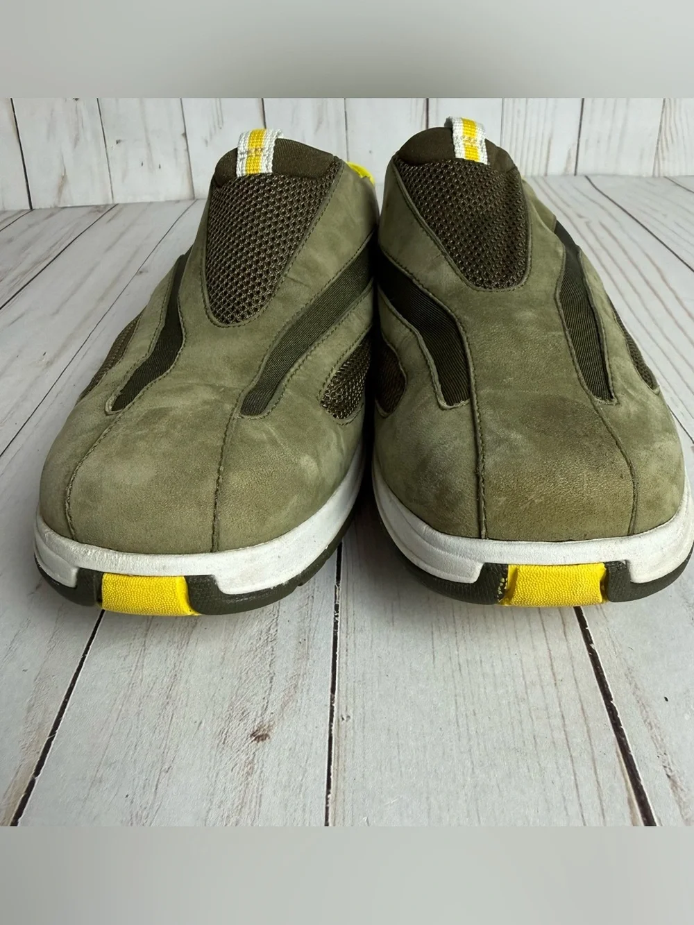 Cole Haan Green Suede Nike Air Slip On Sneakers Rubber Sole Nursing Comfort